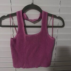 Gianni Bini Magenta Ribbed Crop Top